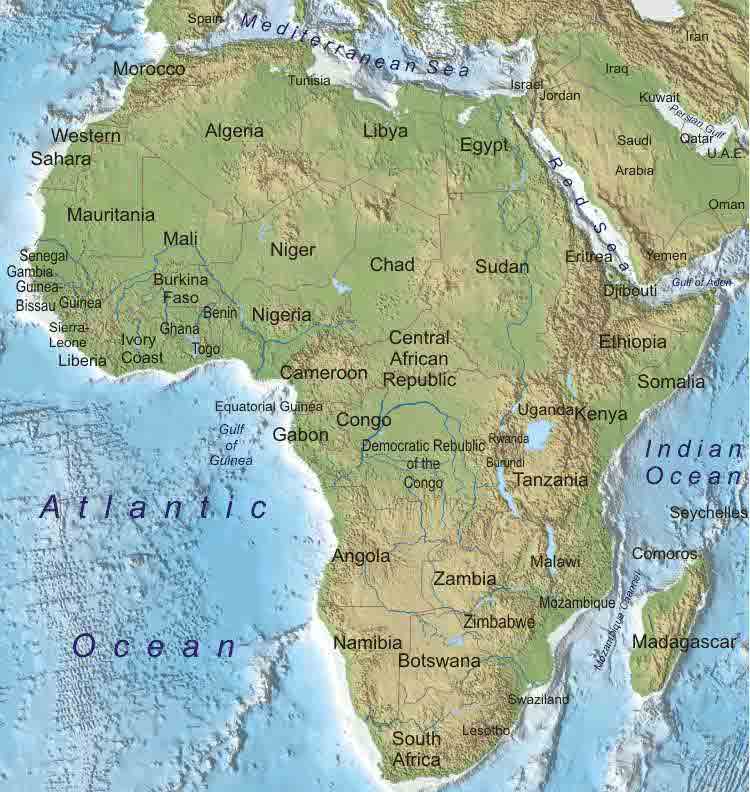 Afrika Karta över Region Politiska