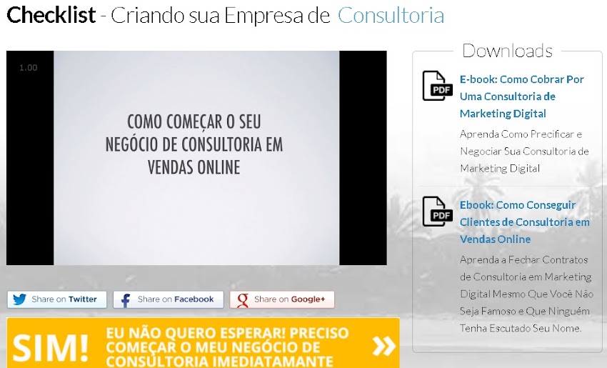 Mini Treinamento: Checklist - Criando sua Empresa de  Consultoria em Vendas Online