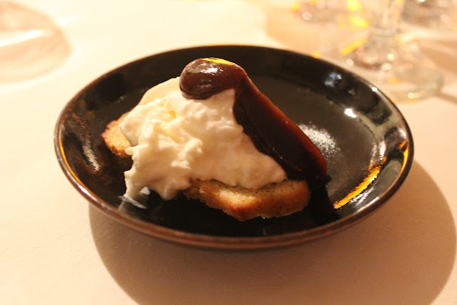 Mozzarella House burrata, fig and balsamic jam, crostini at Harvest, Cambridge, Mass.