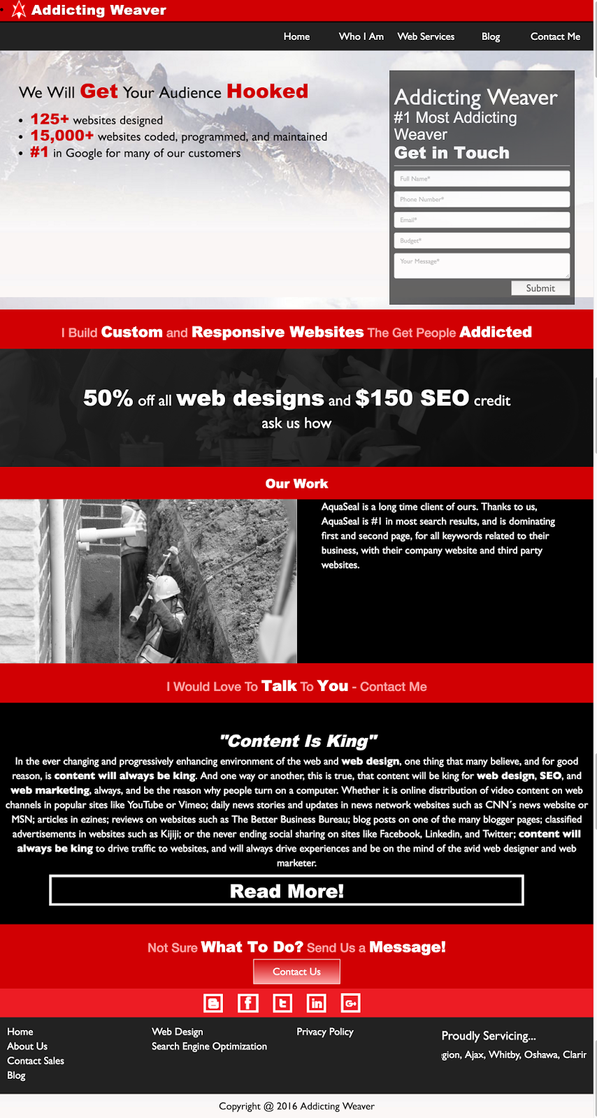 addicting weaver website design