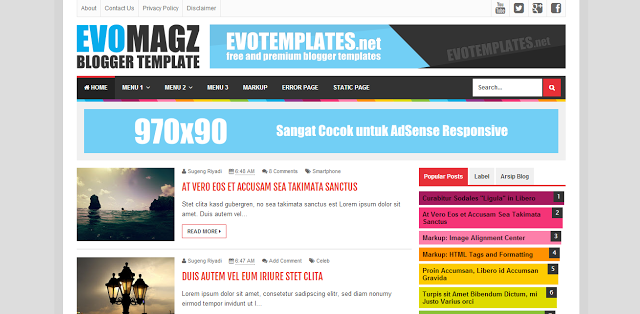 Template Blogger Evo Magz SEO Responsive