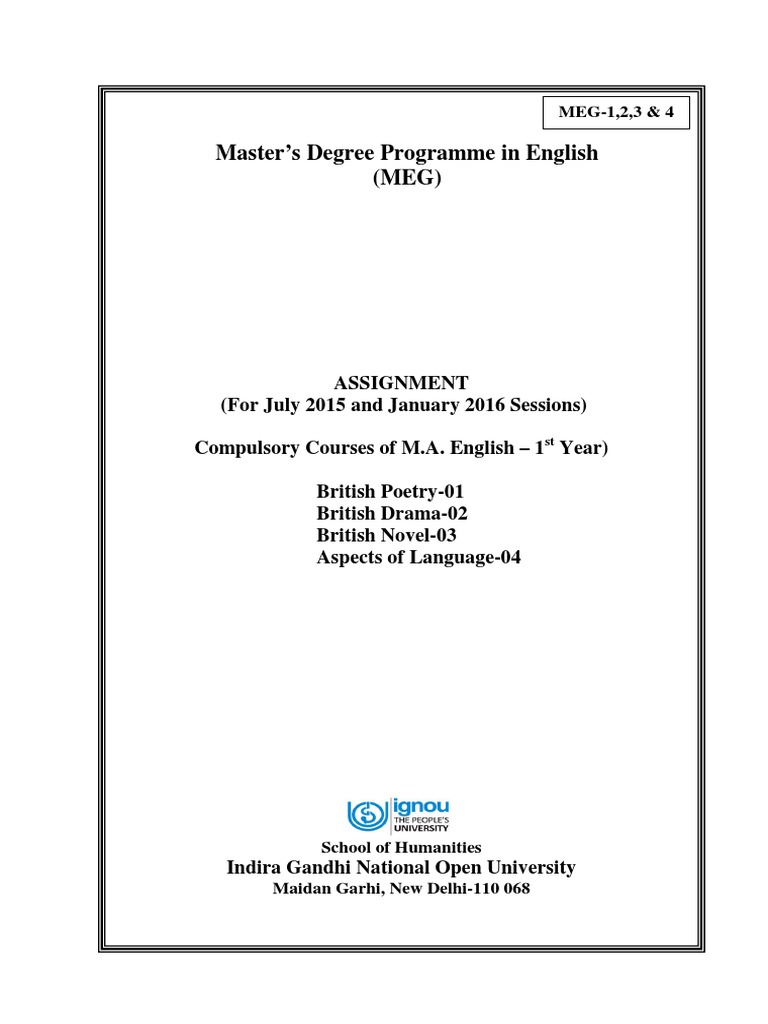 ignou assignment paper front page
