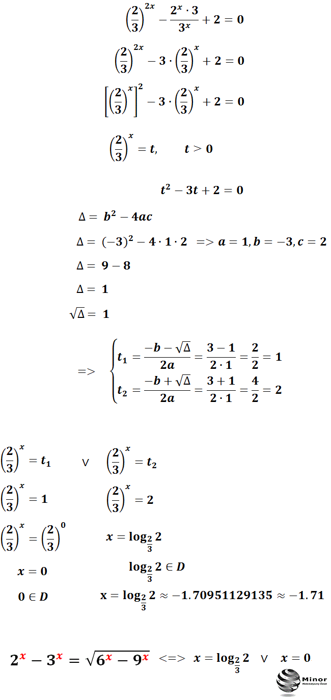 Równanie wykładnioczo-pierwistkowe z pierwiastkiem drugiego stopnia