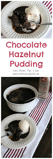Warm up with this baked Chocolate Hazelnut Pudding with a sweet cake top above a rich fudge sauce #AEdairy #sponsored
