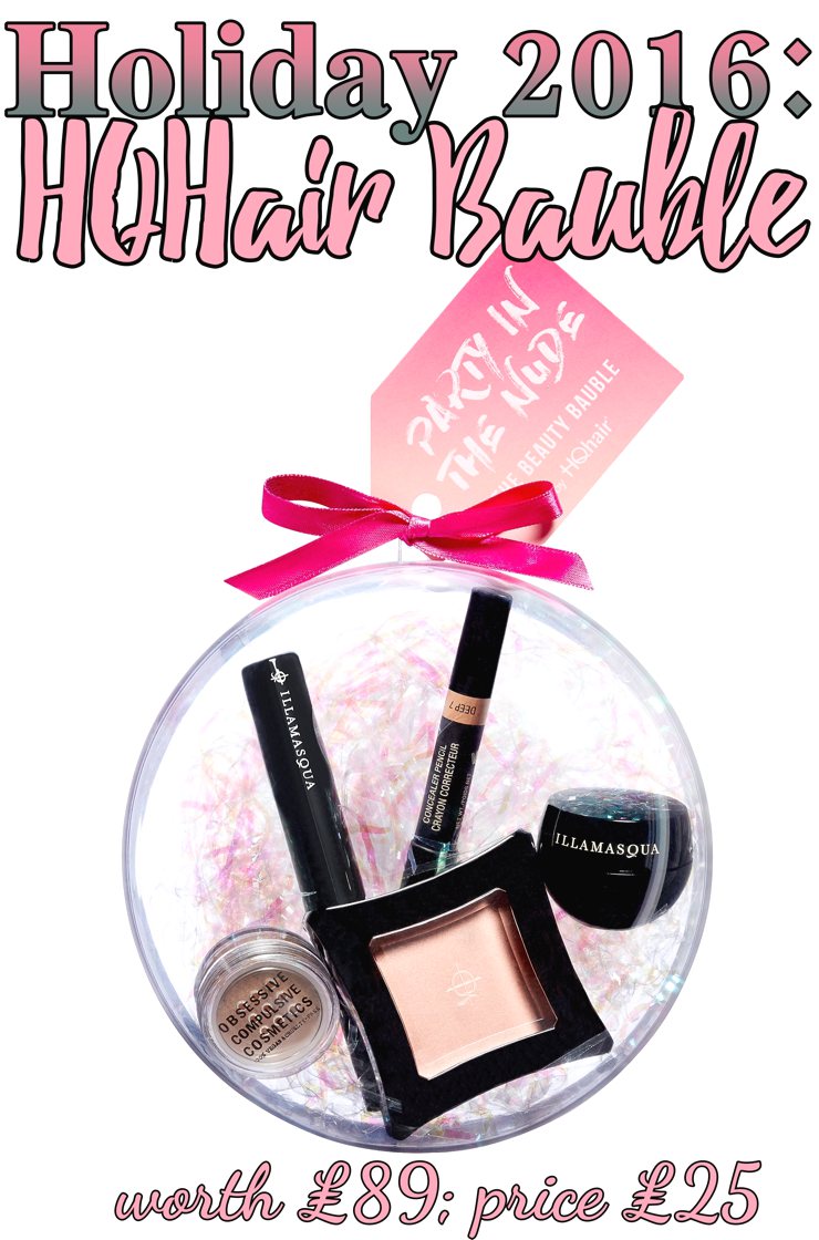 The HQHair Beauty Bauble makeup gift set for Holiday 2016 contains five makeup products including Illamasqua, OCC and Nudestix.