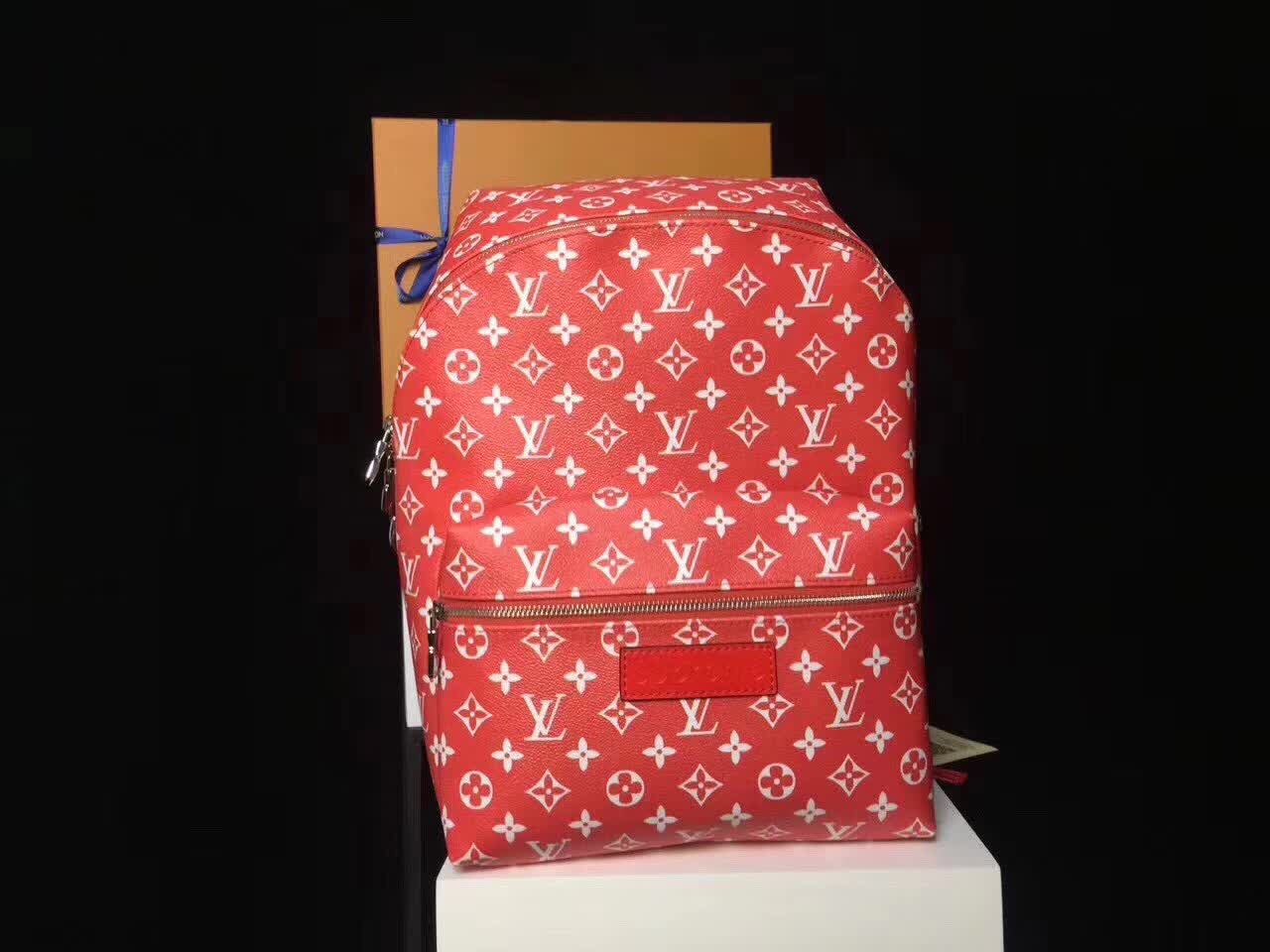 supreme louis vuitton backpack red