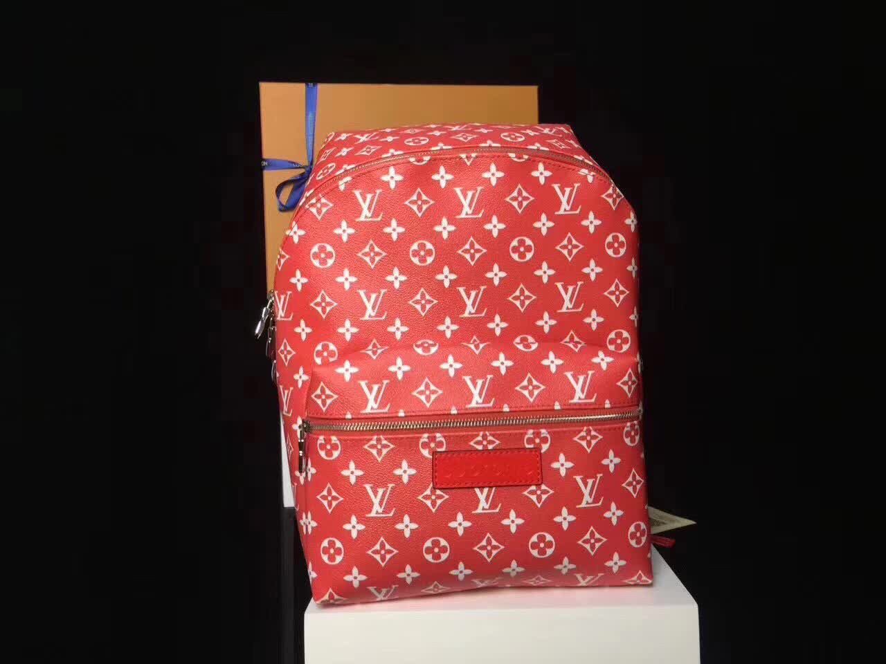 red supreme louis vuitton bag