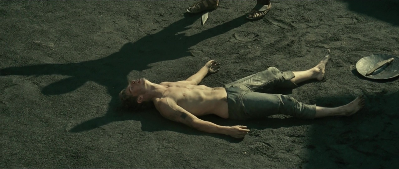 Jamie Bell shirtless in The Eagle.
