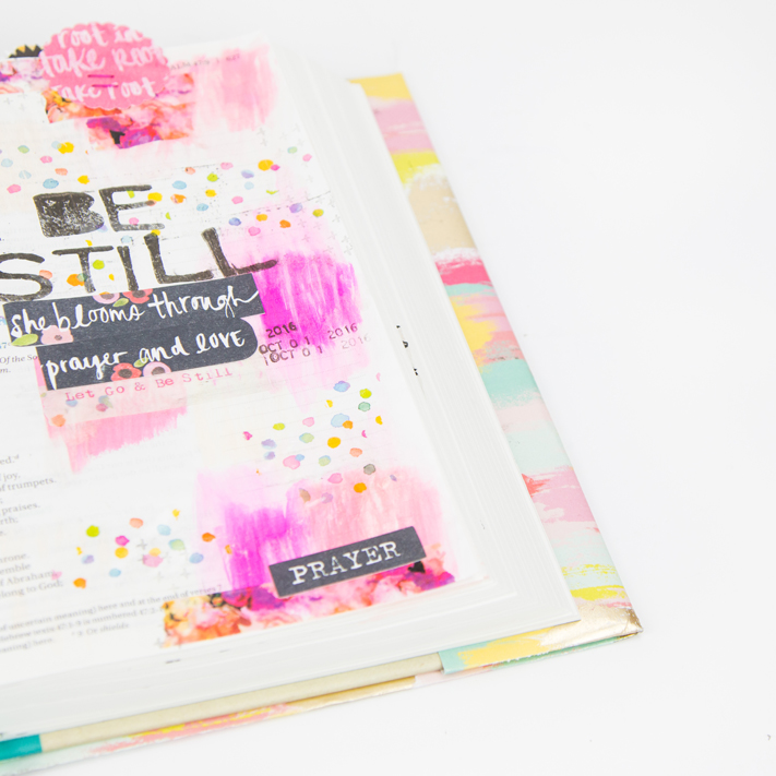 Bible journaling page how to take time to be still by @createoften