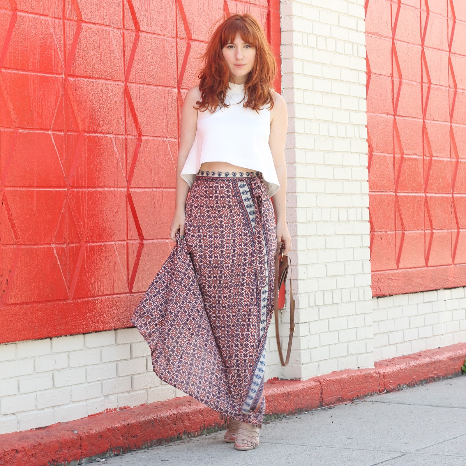Red Wrap Skirt and White Cropped Top - TfDiaries
