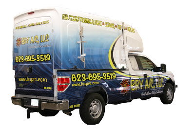 HVAC Service Body with Wrapped Pickup Truck