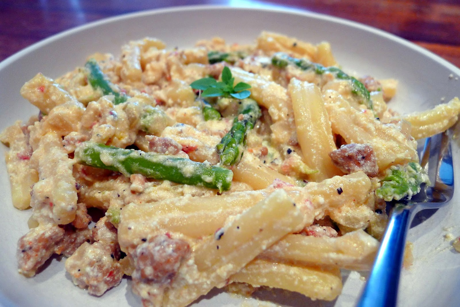 Culinary Adventures in London: Casarecce with Asparagus, Sausage & Ricotta