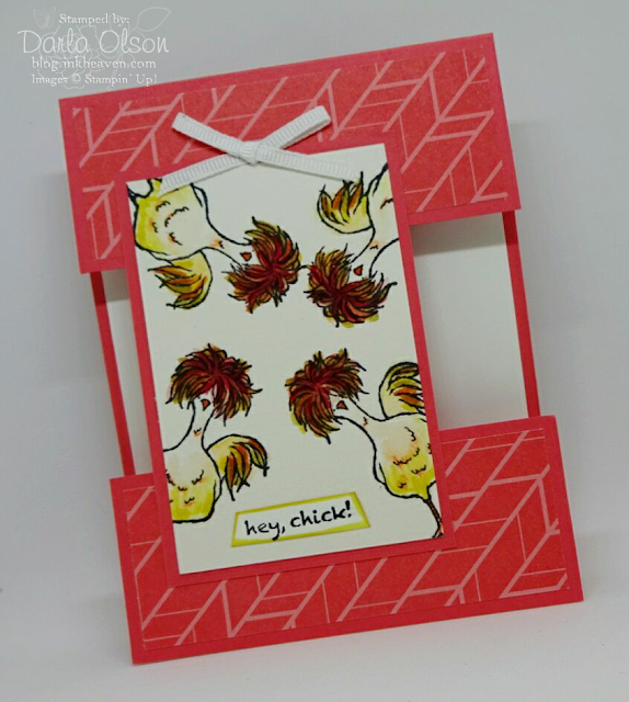 Take a look at the unique card front on this pluming hey, chick! card shared by Darla Olson at inkheaven