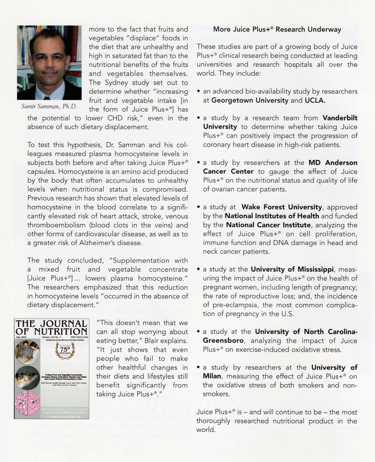 Health Basic Needs: The Science of Juice Plus+