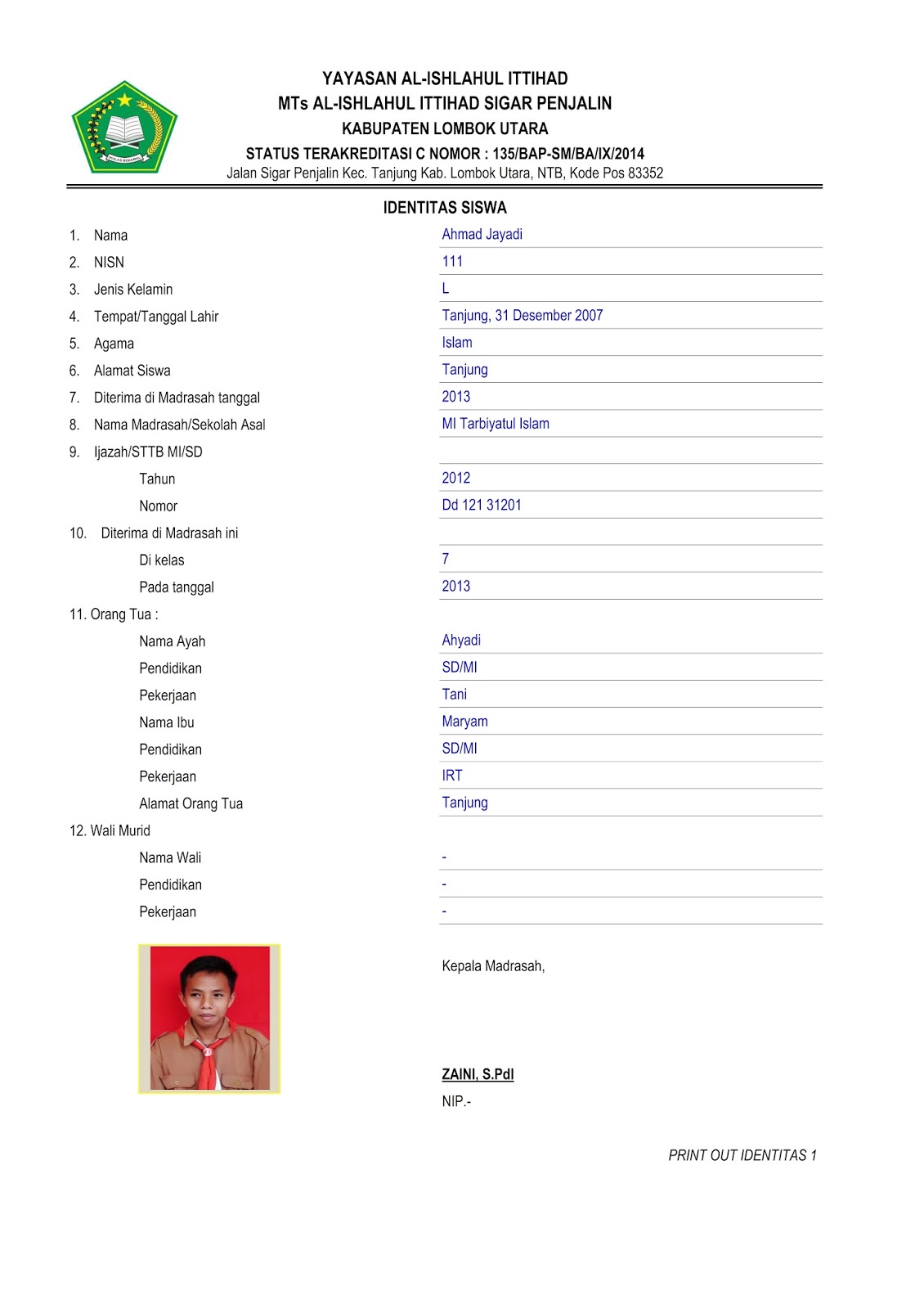 Raport Ktsp Madrasah Tsanawiyah Aplikasi Raport