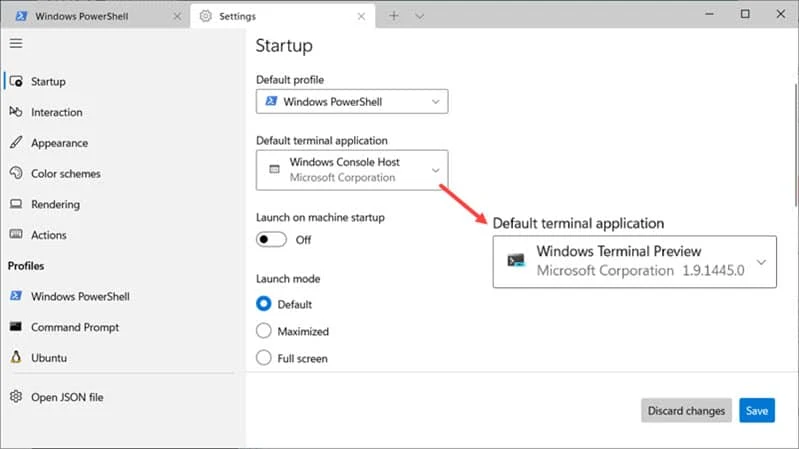 Change default terminal application in Windows 10
