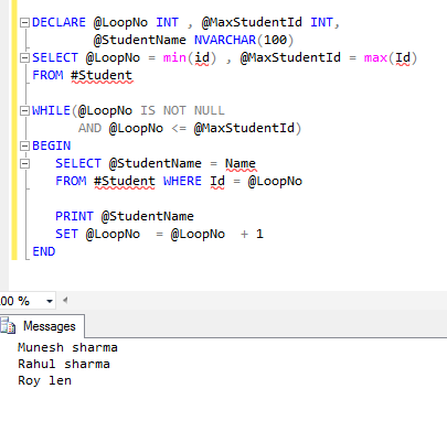 Looping through table records in Sql Server - Dot Net Office