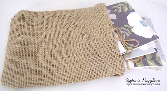 A Happy Set of Cards in Burlap bag by Stephanie Muzzulin | Simply Sentimental Stamp set by Newton's Nook Designs #newtonsnook
