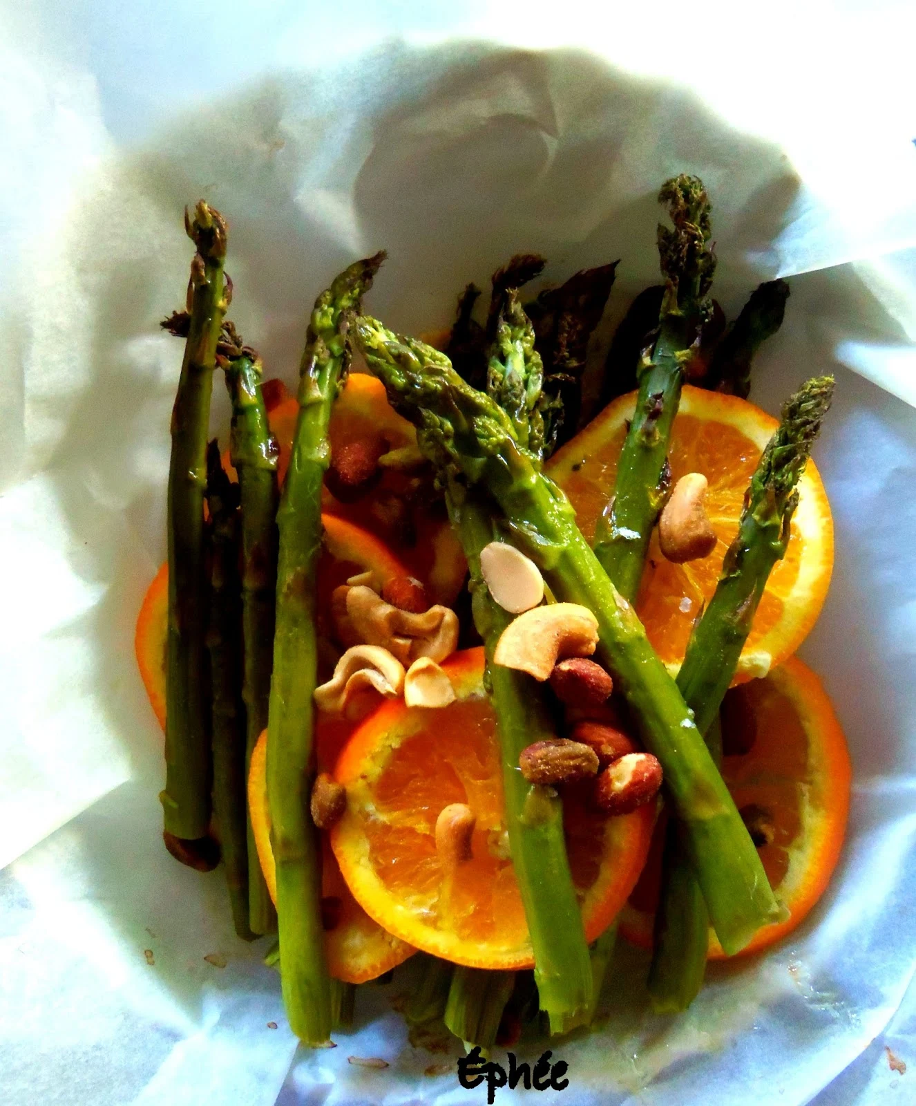 Asperges au four, à l'orange