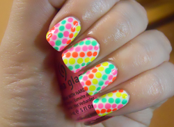 neon nail pretty nails designs dots colors dot acrylic really colored polka cool easy bright manicures rainbow colorful styles flashy