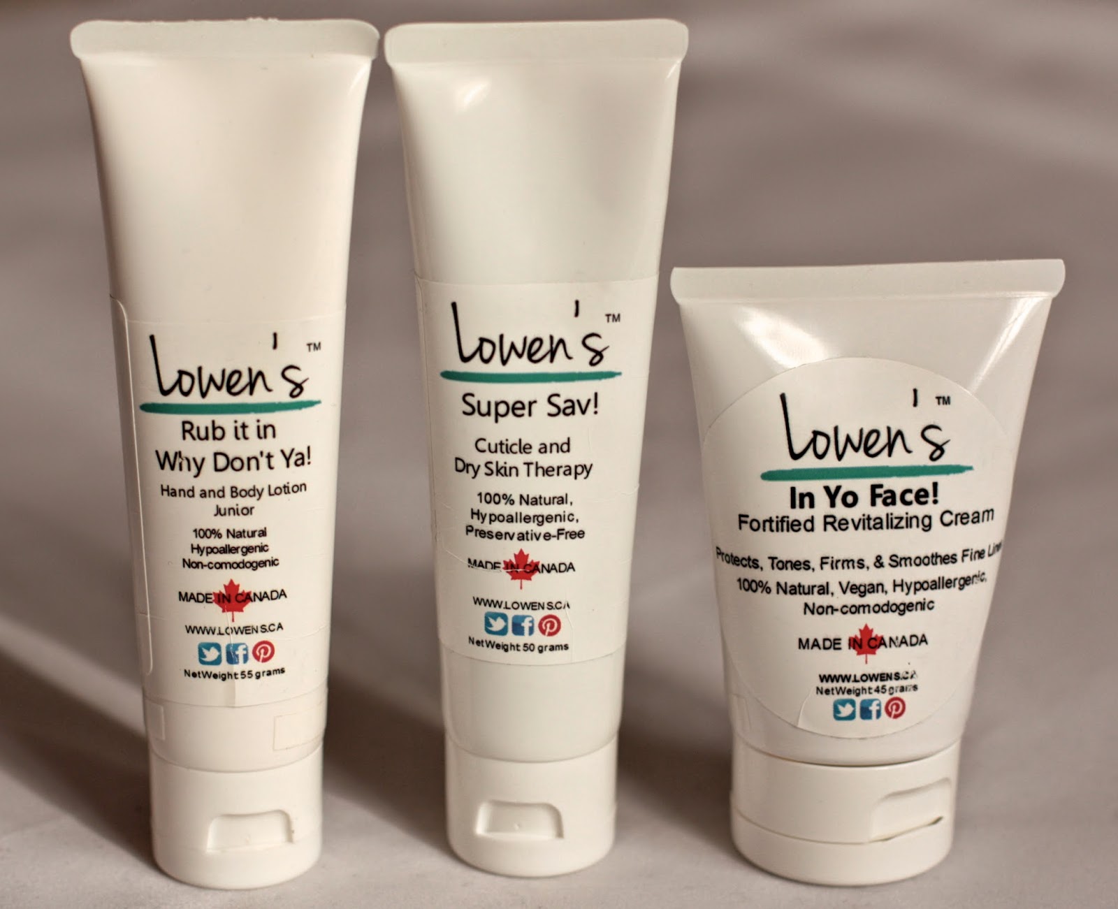 Lowen skincare: hand and body lotion, cuticle and dry skin therapy & a face cream