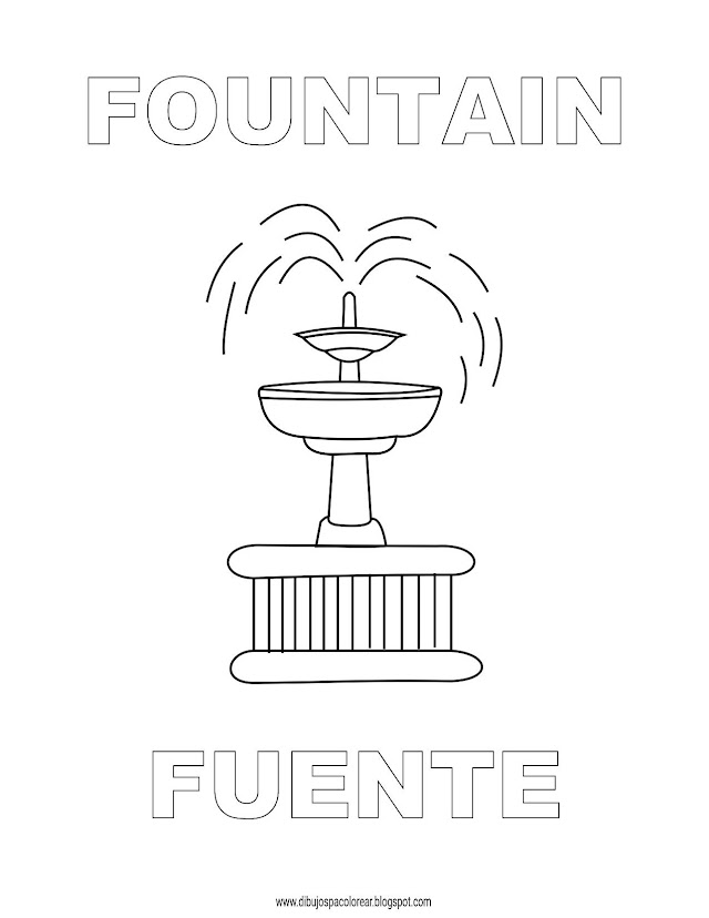 Dibujos Inglés - Español con F: Fuente - Fountain