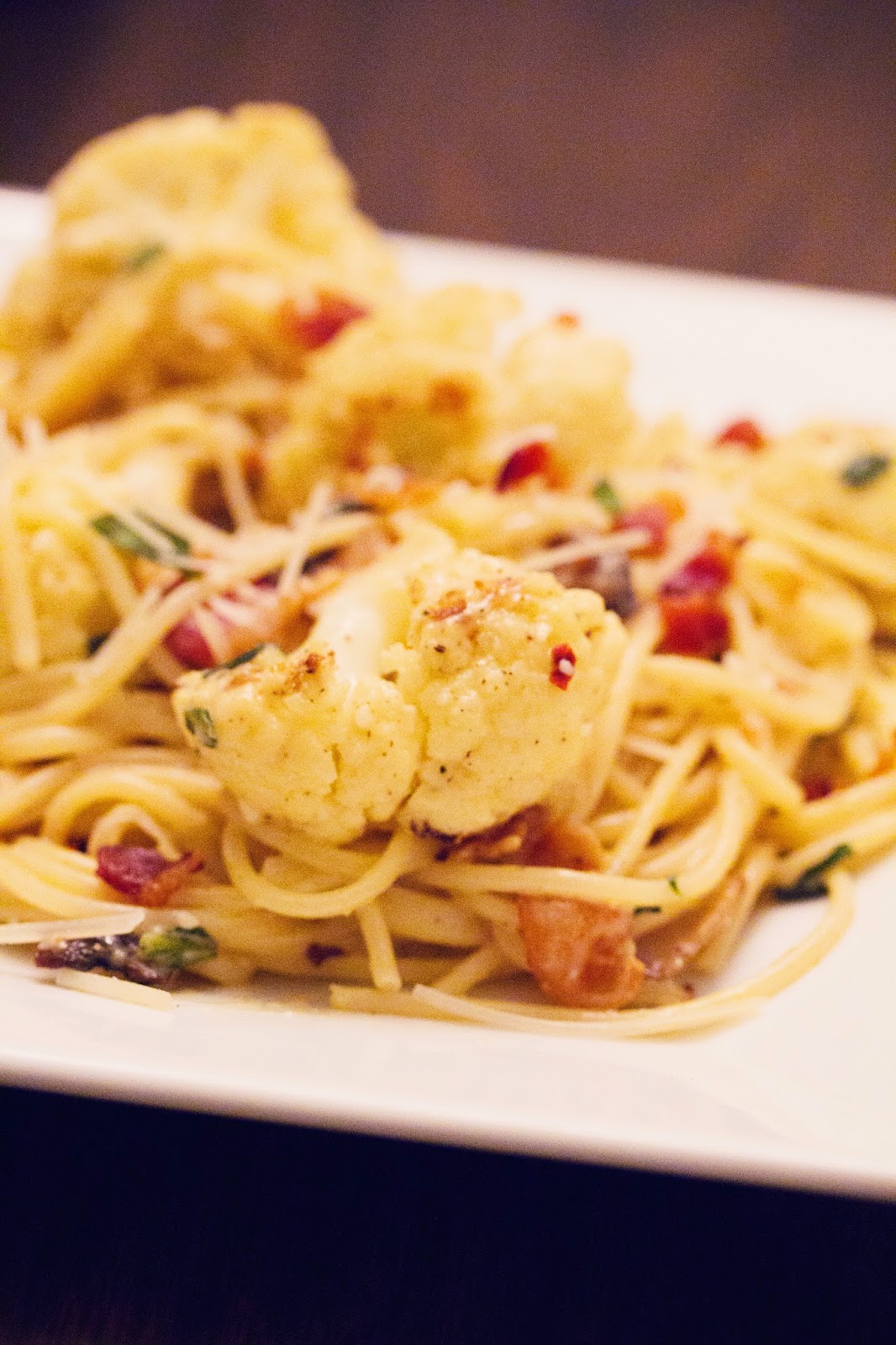 maede.for.you. Roasted Cauliflower and Mushroom Carbonara