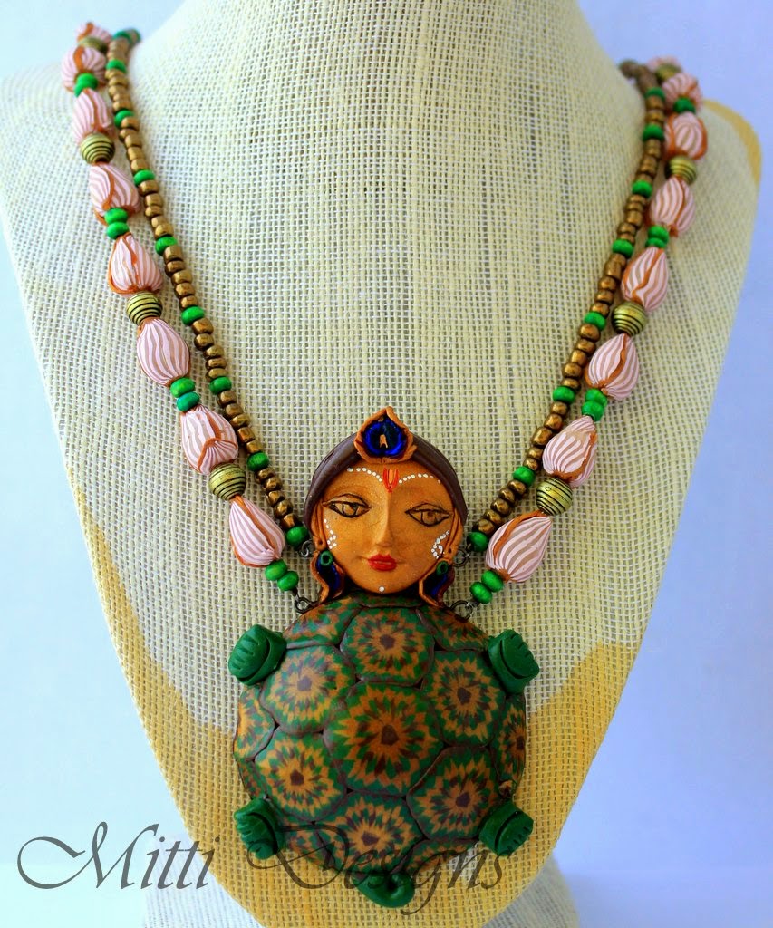 Mitti Designs Wearable Clay Jewelry Kurma Avatar inspired necklace