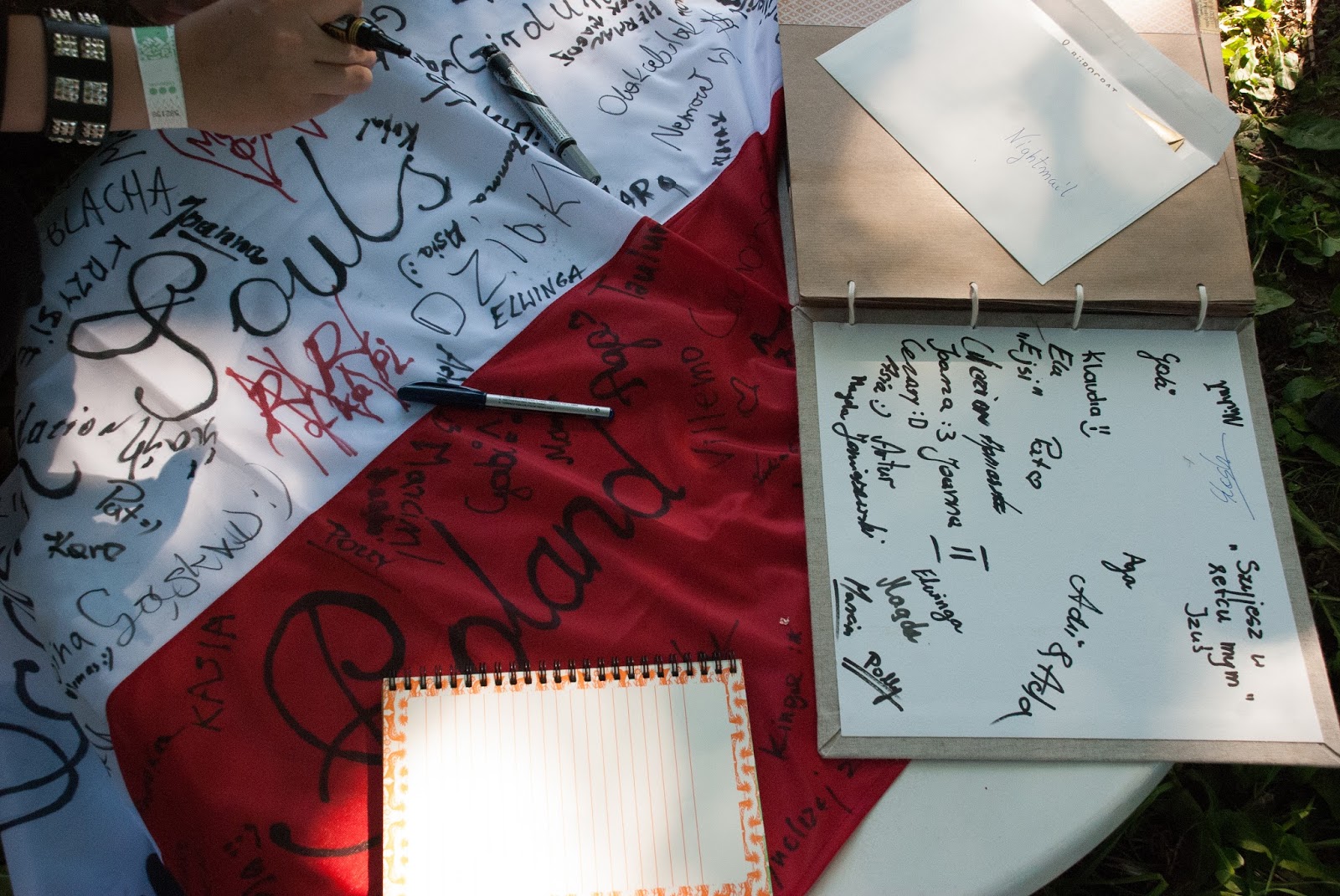 Wasze podpisy na fladze Ocean Souls dla zespołu.