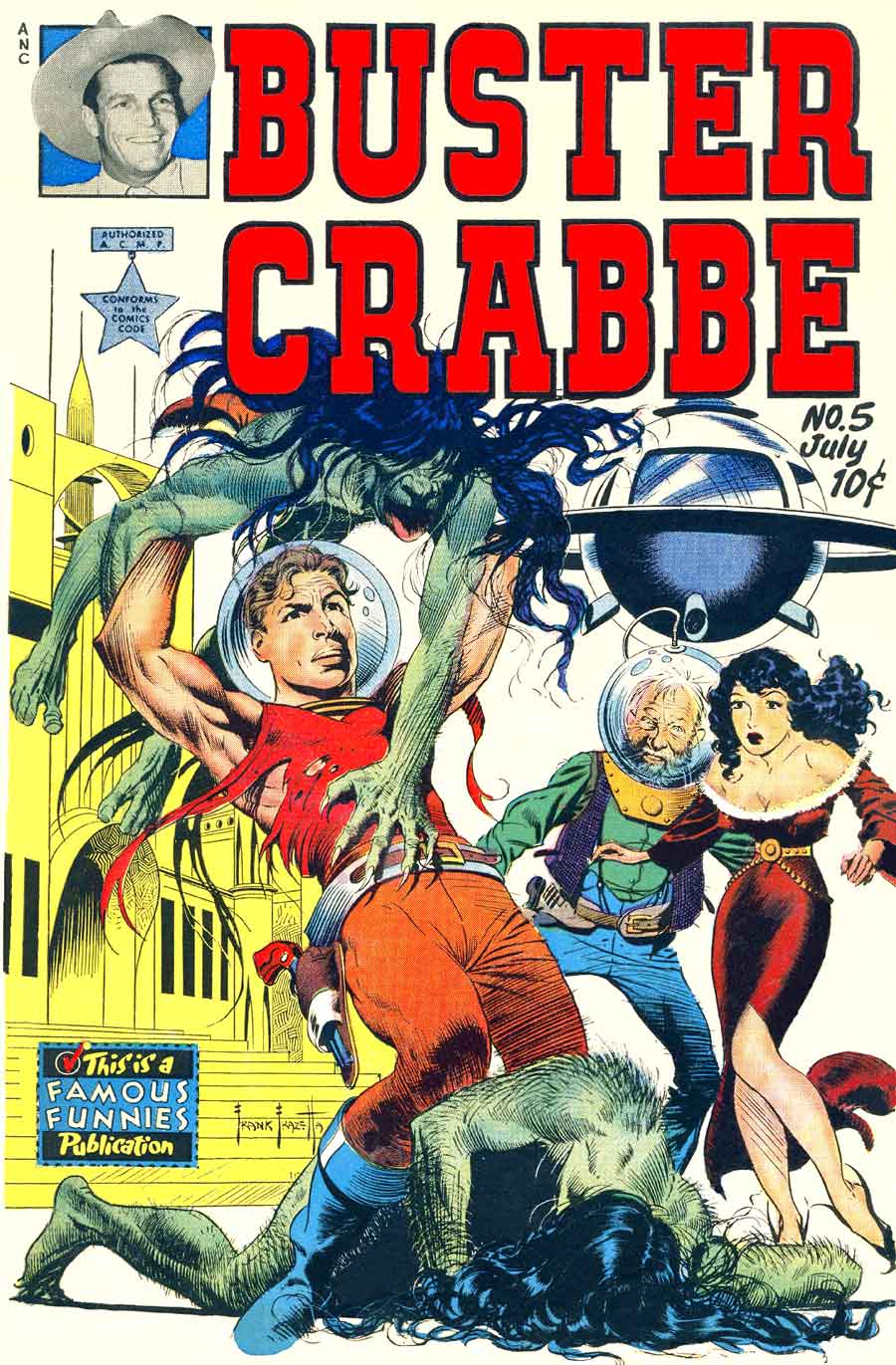 Buster Crabbe #5 golden age 1950s science fiction comic book cover art by Frank Frazetta