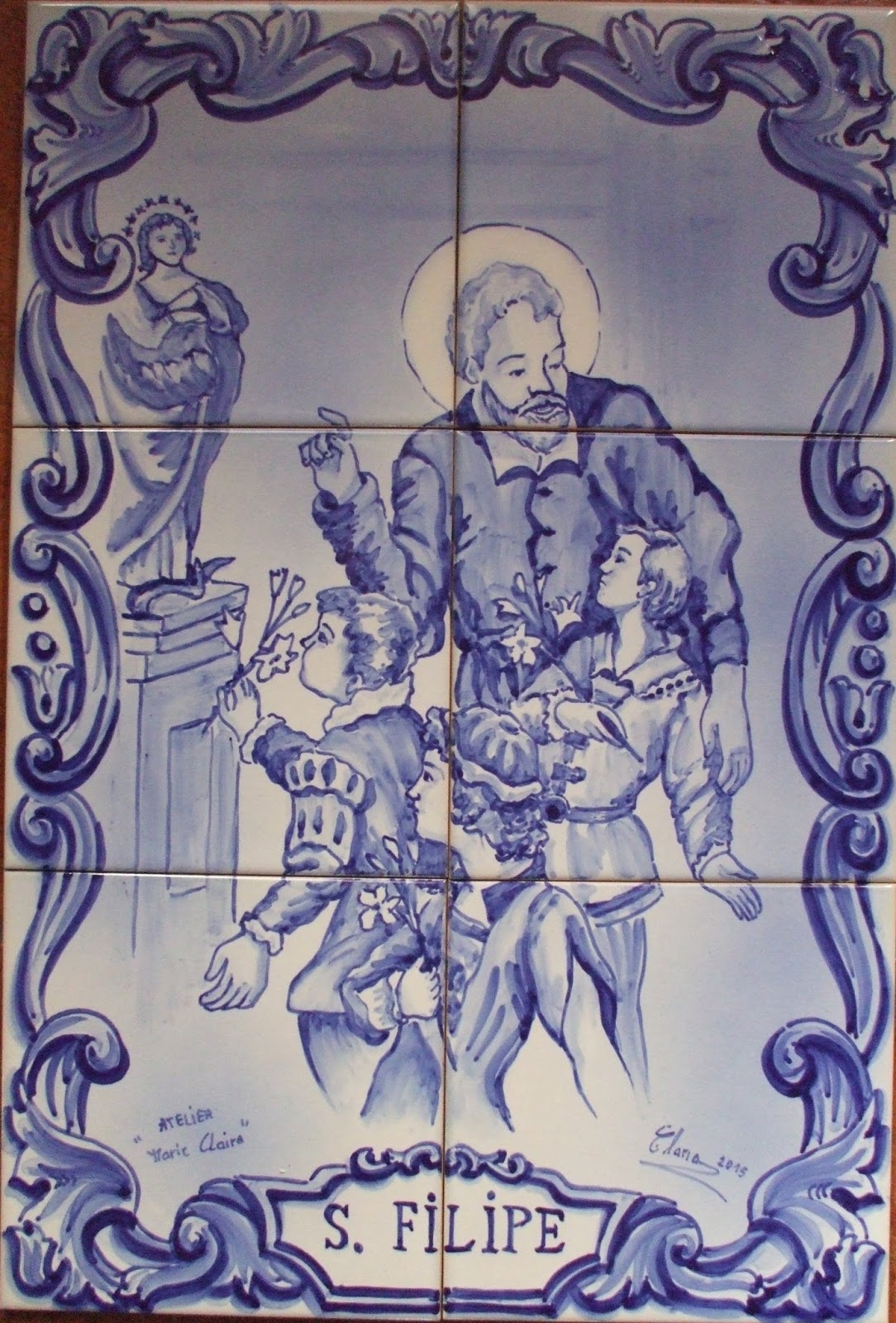 Arte em azulejos Quatro painéis de