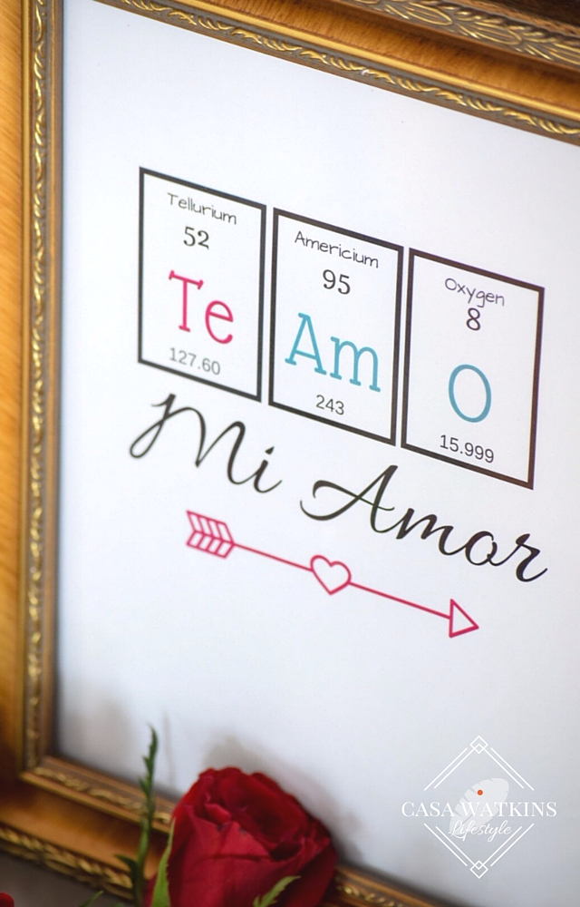 Free Periodic Table Valentine's Day Printable: Spanish Printable Art
