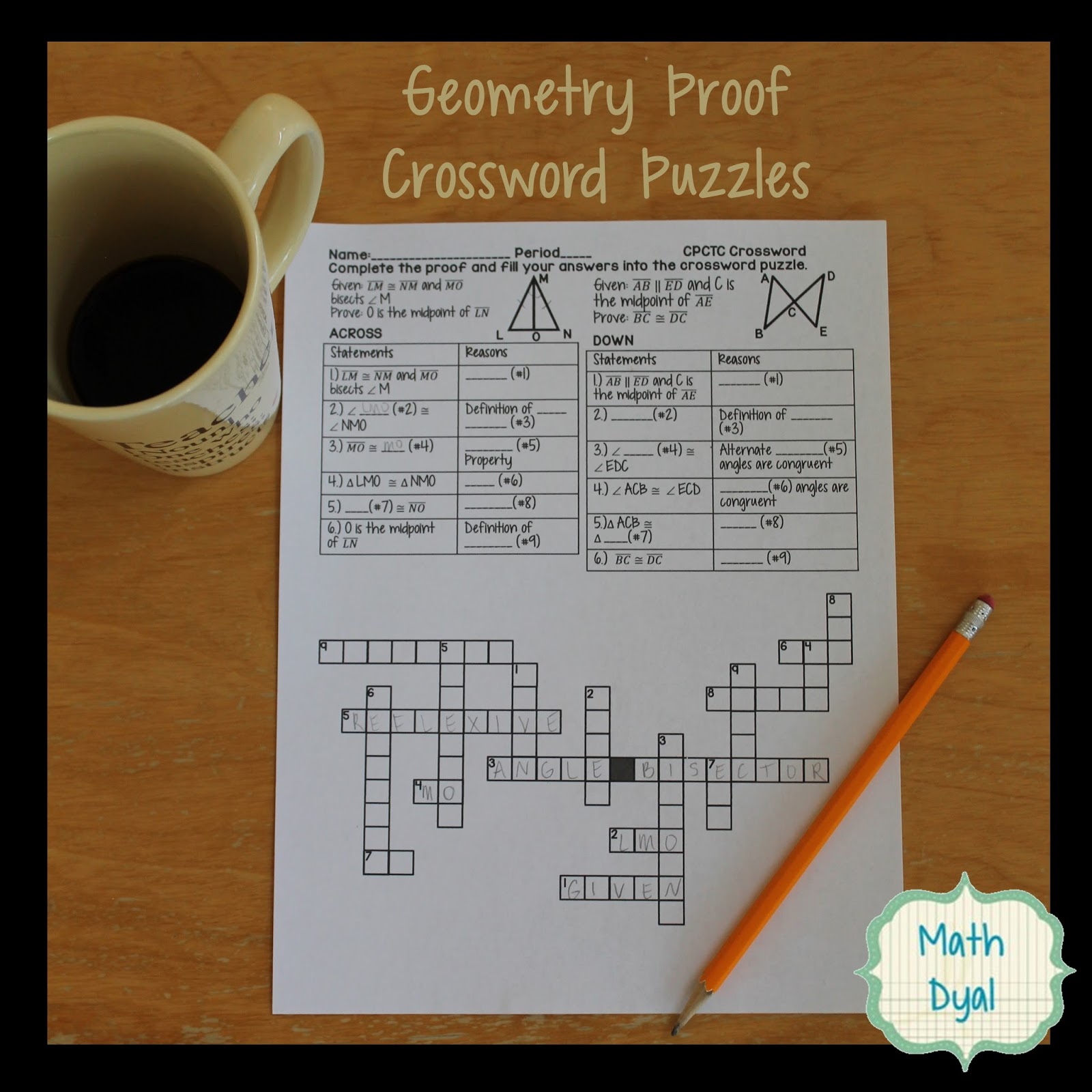 Math Dyal: Geometry Proof Crossword Puzzles