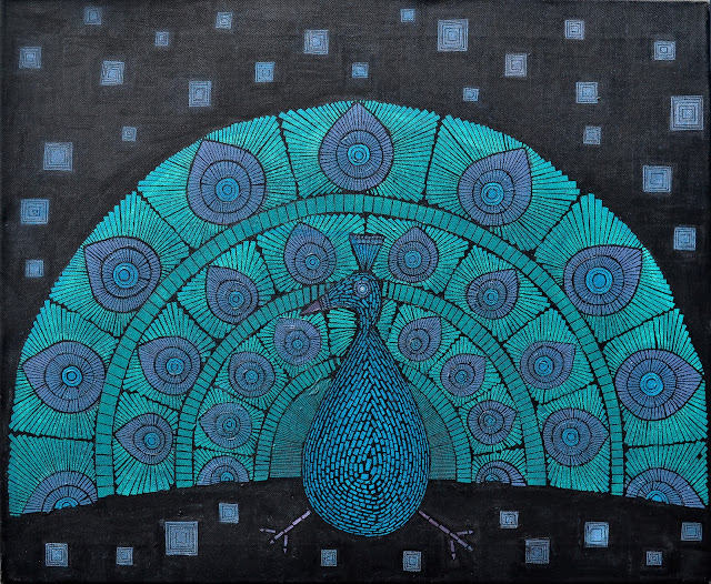 abstract peacock mosaic painting