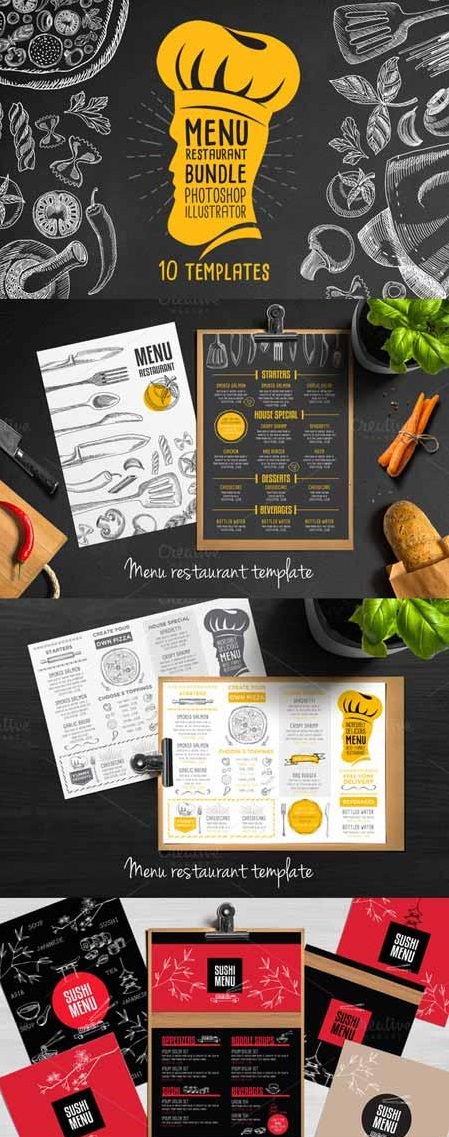 pack de 10 plantillas de menú de restaurantes pack de 10 plantillas de menú de restaurantes
