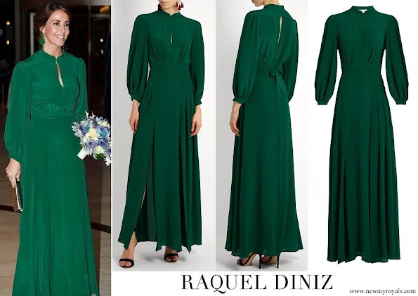 Princess Marie wore Raquel Diniz Green Armonia Silk-Georgette Dress