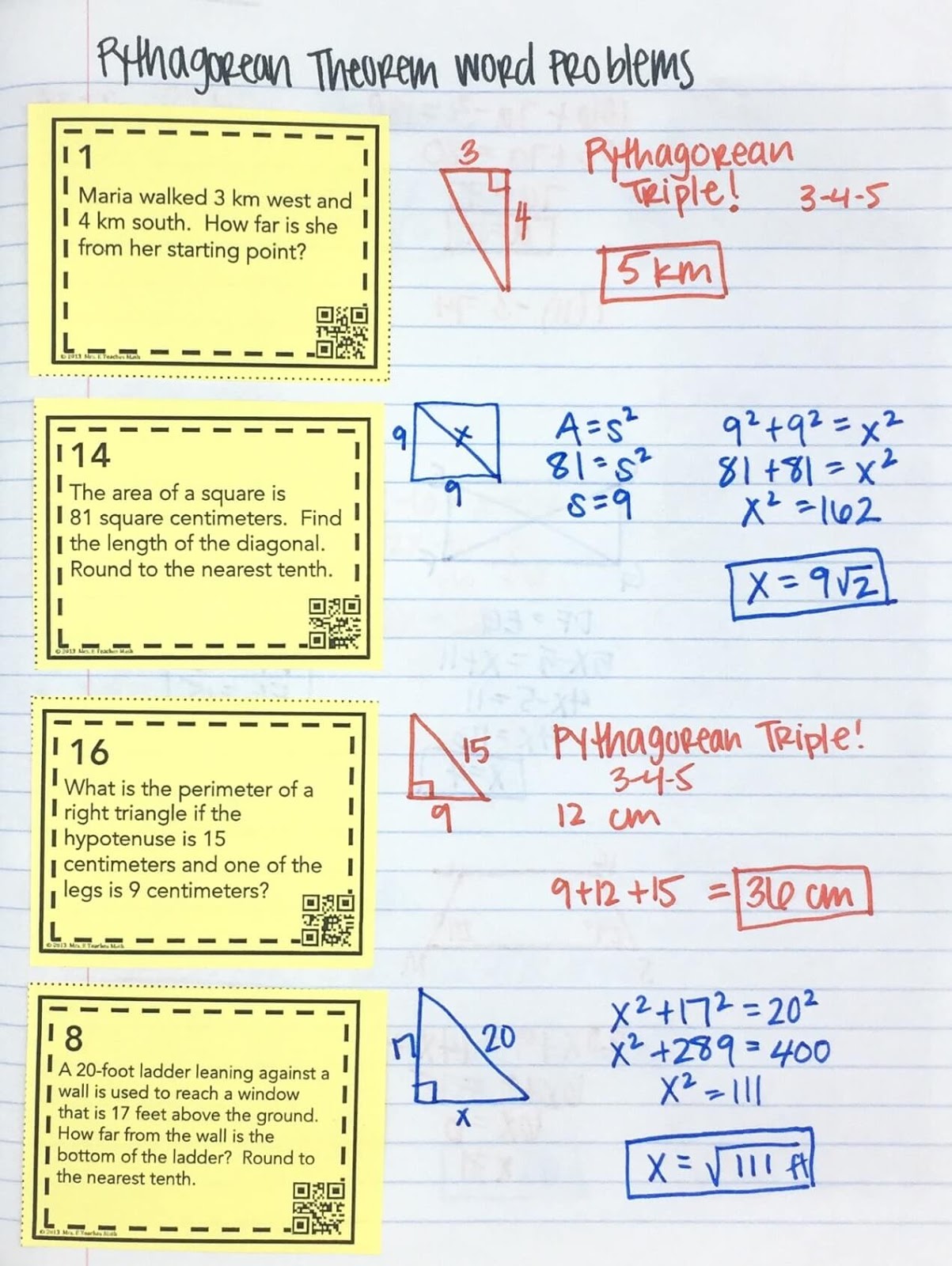 Pythagorean Theorem INB Pages | Mrs. E Teaches Math