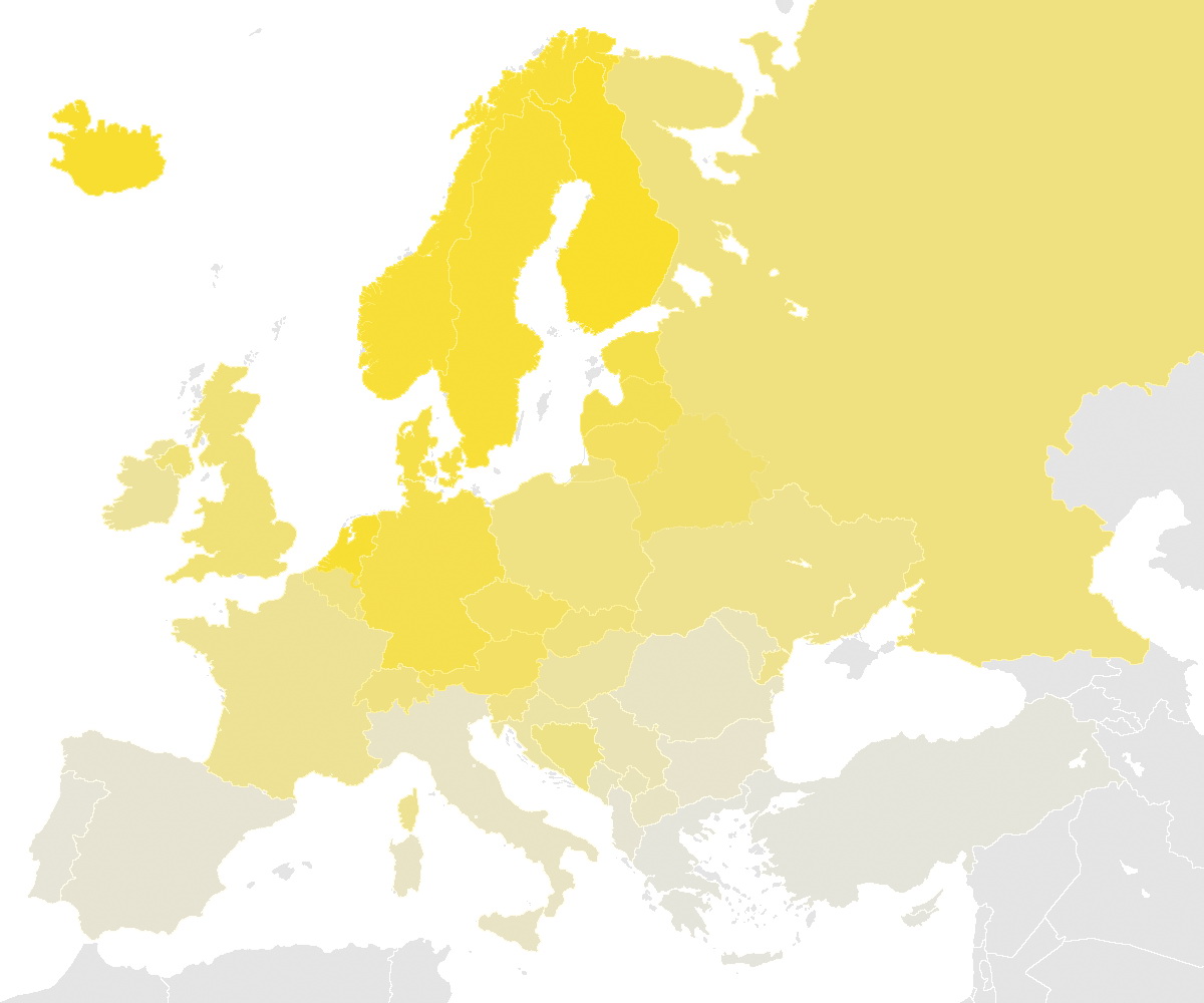 Pigmentation of hair in Europe