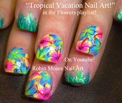 nail tropical nails flower short vacation moses robin neon rainforest hibiscus dolphin nailart