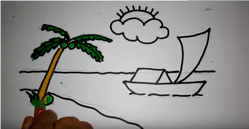 Contoh Gambar Cara Mewarnai Daun Kelapa Kataucap