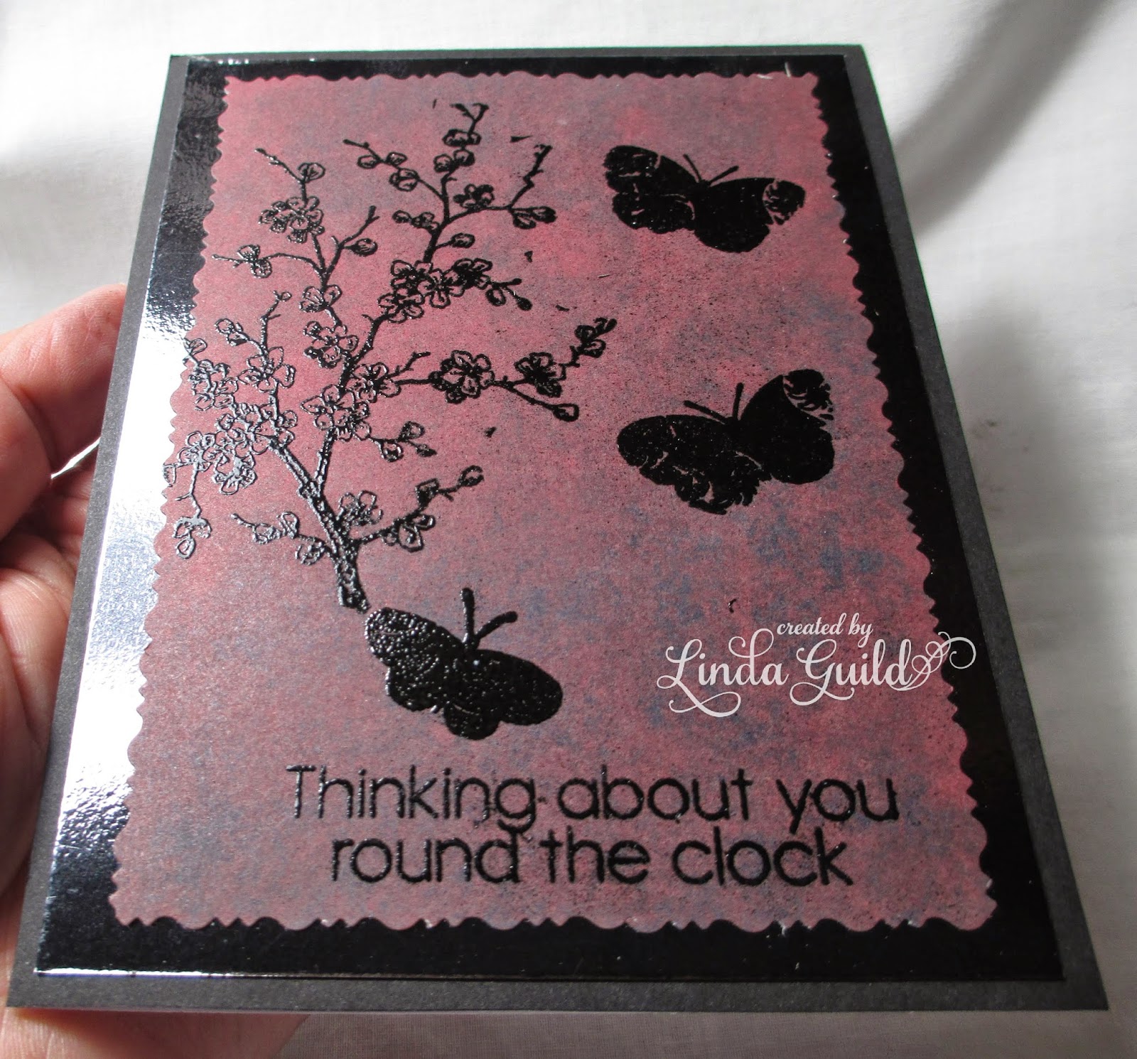 Nothin' Fancy: Black Embossed Butterflies Card