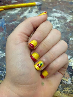 Yellow cherry lemonade nail art 31 days of nail art challenge day 3 yellow nails