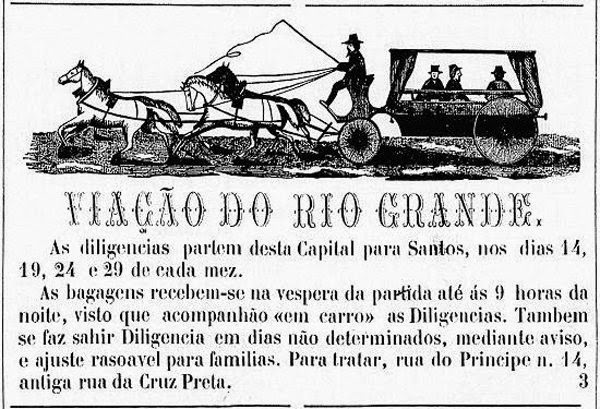 Propaganda da Viação do Rio Grande, em 1808 - uma das primeiras propagandas no Brasil.