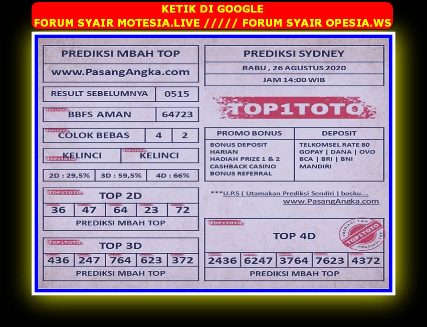 26 Syair top1toto sidney
