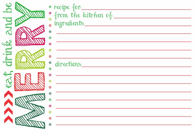 Printable Holiday Recipe Card REASONS TO SKIP THE HOUSEWORK