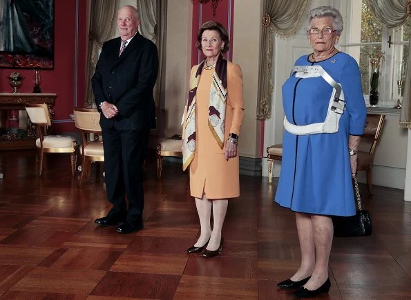King Harald, Queen Sonja and Princess Astrid hosted an Afternoon Tea Party for elderly workers at Royal Palace