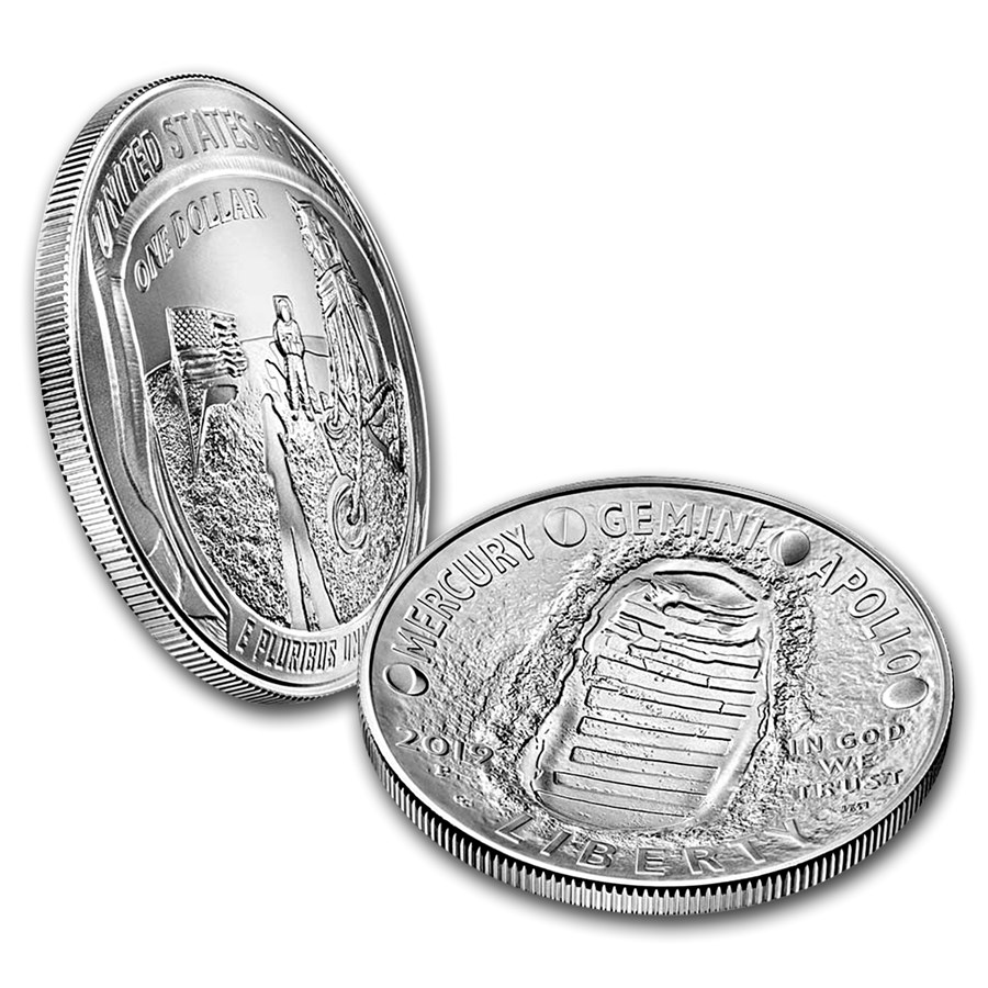 Perth Mint Moneda de plata de 1 onza 50 aniversario de la luna aterrizaje 2019
