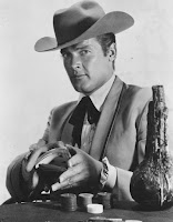 Roger Moore in cowboy hat as Beau Maverick