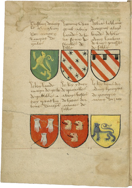 manuscrit Français 5024 : Armorial De la Table Ronde. Date d'édition : 1401-1500 . folio 1v. Bibliothèque de l'Arsenal - Paris