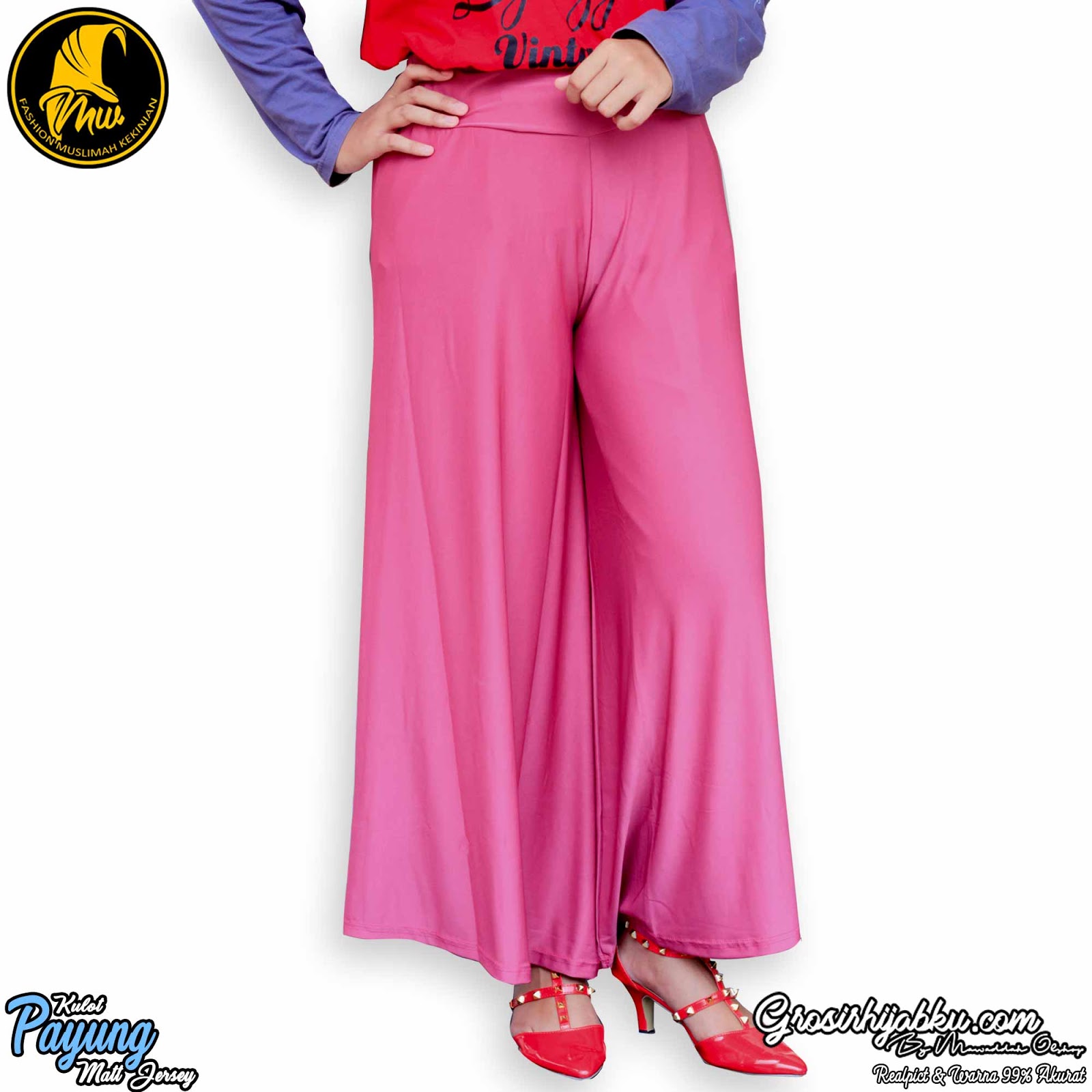 celana kulot panjang model payung dari jersey polos celana kulot panjang model payung dari jersey polos